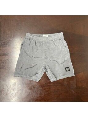 Stone Island Logo Patch Swim Shorts Nylon Metal Gray - Small